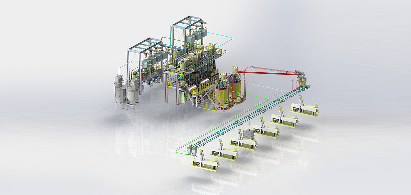 Chain-Type Conveying System for Dosing and Mixing